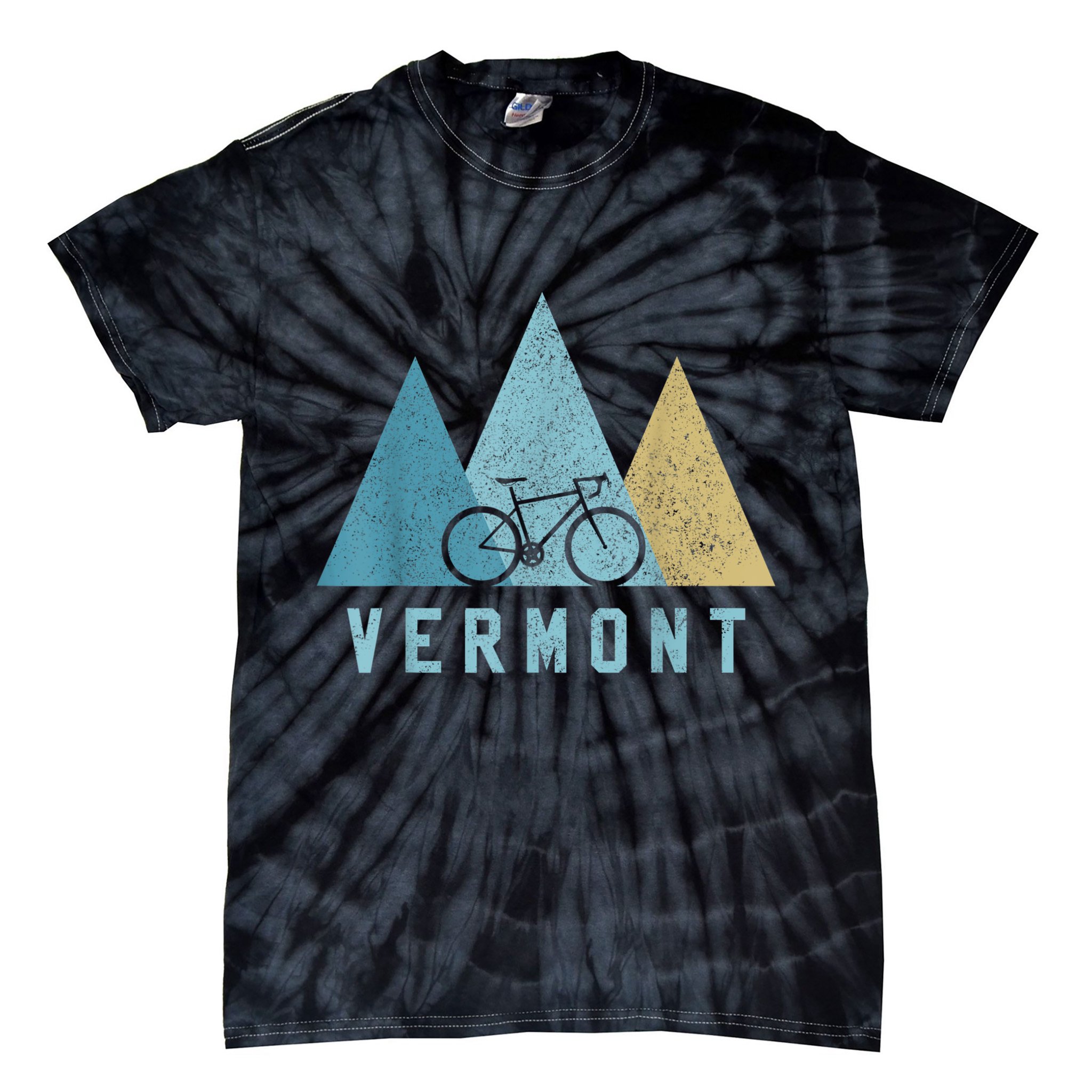 Vermont Bike Vintage Cycling Mountains MTB Bicycle Gift Tie-Dye T-Shirt