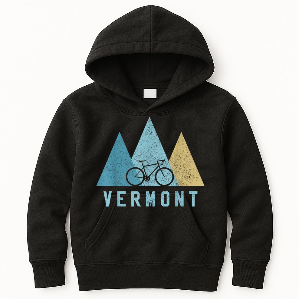 Vermont Bike Vintage Cycling Mountains MTB Bicycle Gift Kids Hoodie