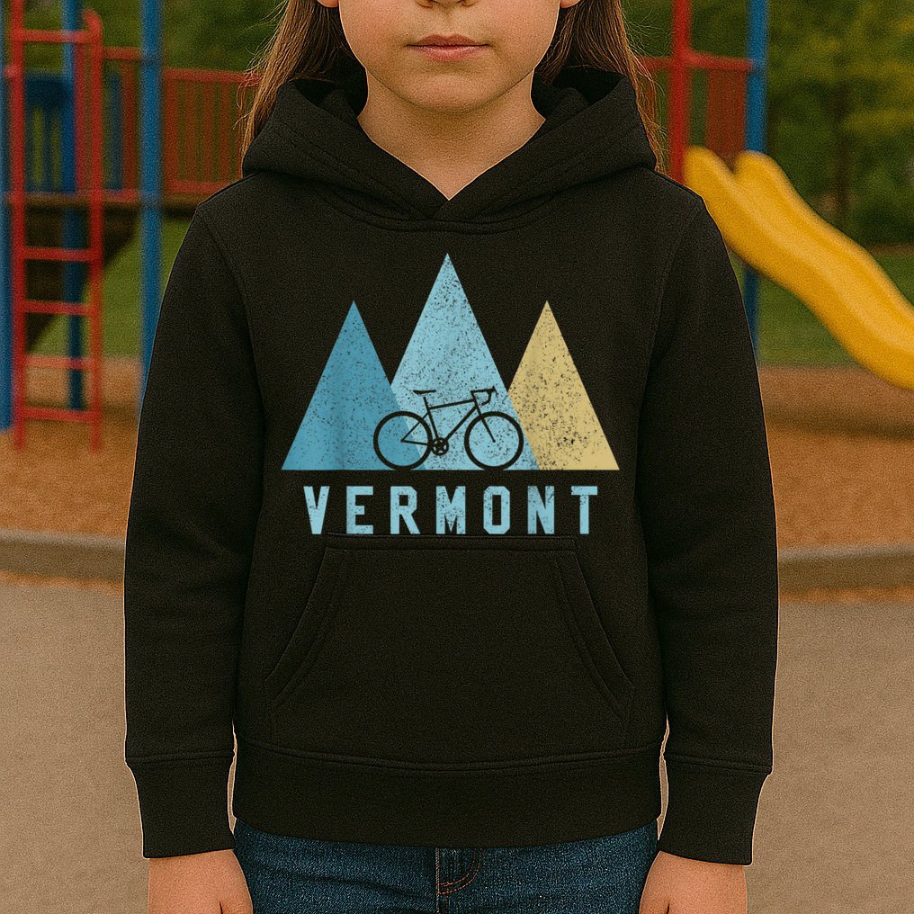 Vermont Bike Vintage Cycling Mountains MTB Bicycle Gift Kids Hoodie