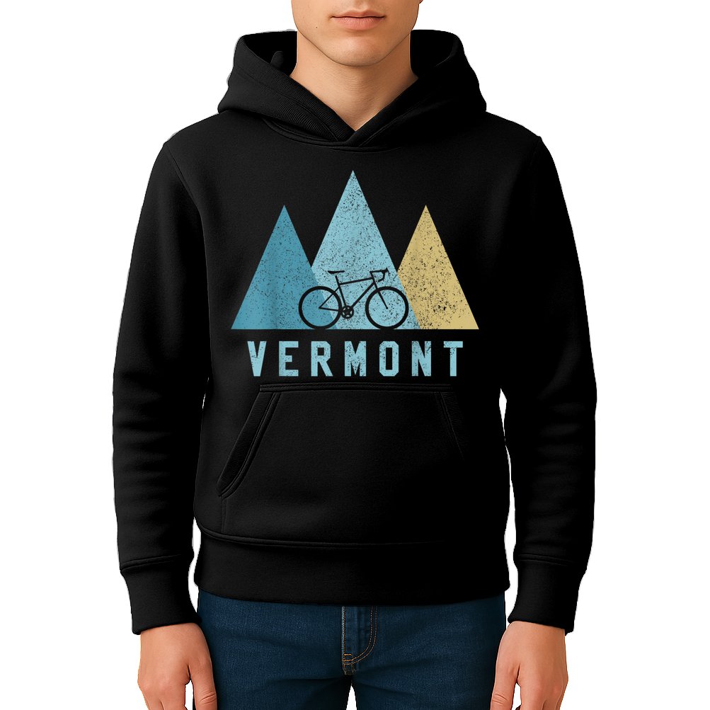 Vermont Bike Vintage Cycling Mountains MTB Bicycle Gift Kids Hoodie