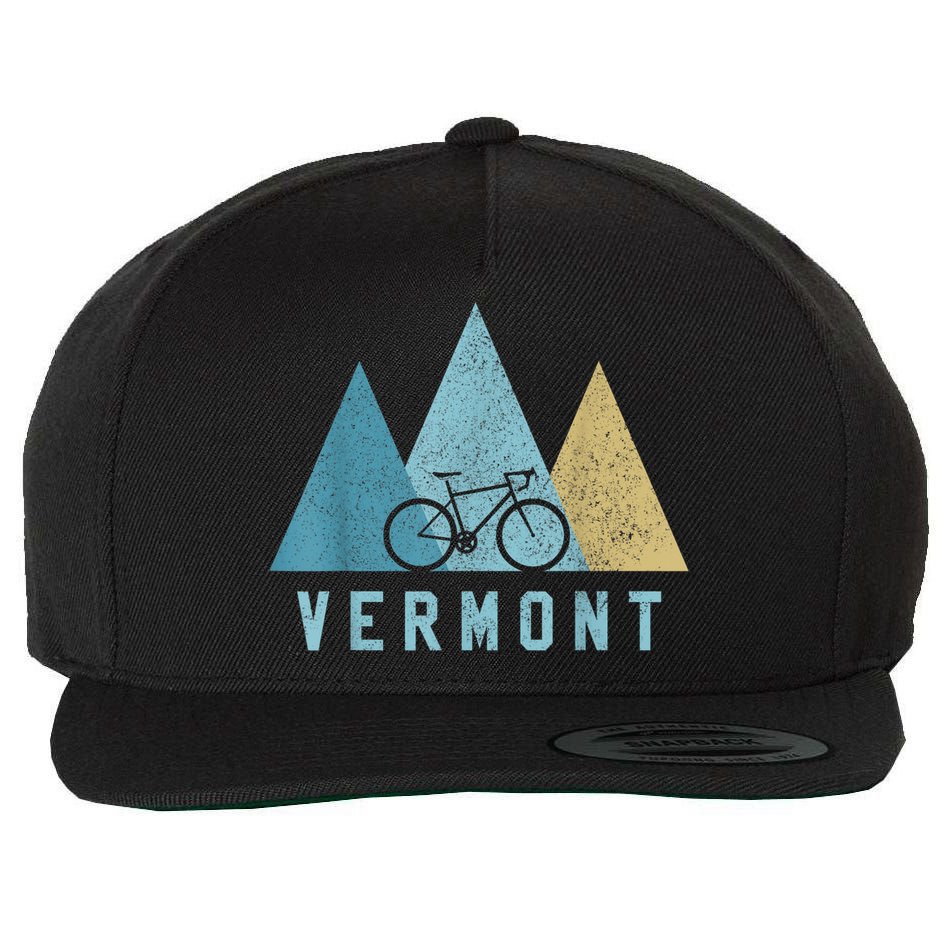 Vermont Bike Vintage Cycling Mountains MTB Bicycle Gift Wool Snapback Cap
