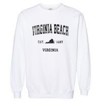 Virginia Beach Virginia Va Vintage Sports Design Black Print Garment-Dyed Sweatshirt