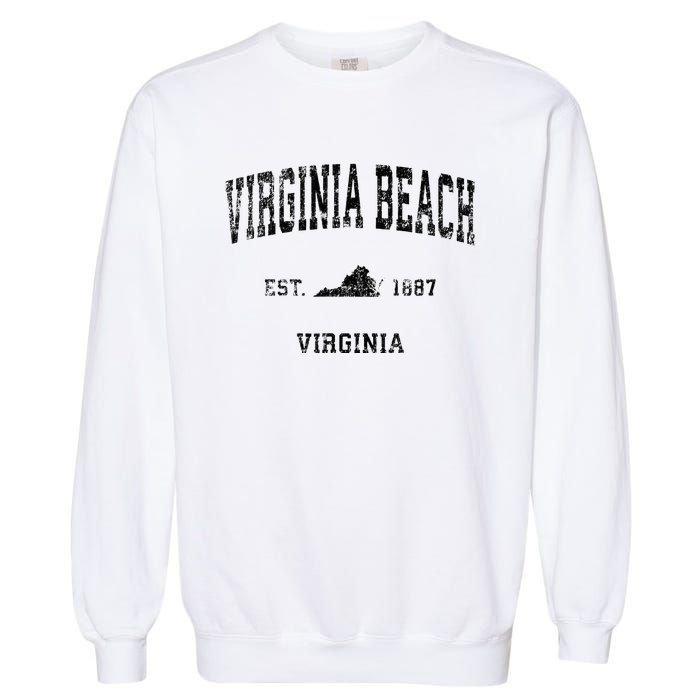 Virginia Beach Virginia Va Vintage Sports Design Black Print Garment-Dyed Sweatshirt