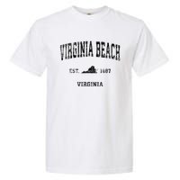 Virginia Beach Virginia Va Vintage Sports Design Black Print Garment-Dyed Heavyweight T-Shirt