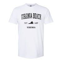 Virginia Beach Virginia Va Vintage Sports Design Black Print Softstyle CVC T-Shirt