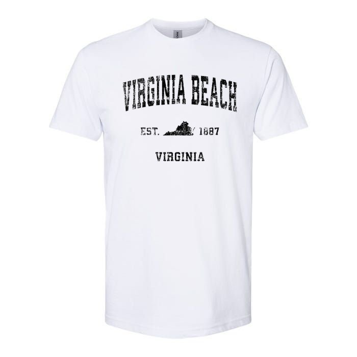 Virginia Beach Virginia Va Vintage Sports Design Black Print Softstyle CVC T-Shirt