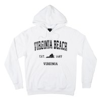 Virginia Beach Virginia Va Vintage Sports Design Black Print Hoodie