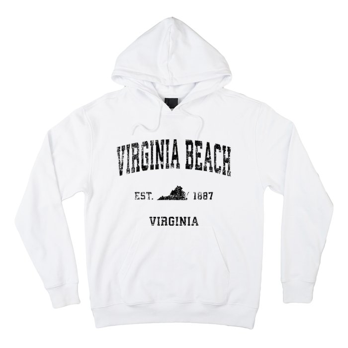 Virginia Beach Virginia Va Vintage Sports Design Black Print Hoodie