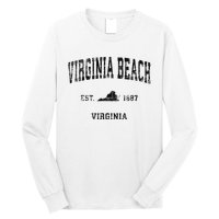 Virginia Beach Virginia Va Vintage Sports Design Black Print Long Sleeve Shirt