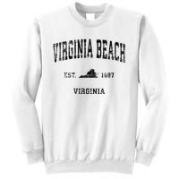 Virginia Beach Virginia Va Vintage Sports Design Black Print Sweatshirt