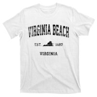 Virginia Beach Virginia Va Vintage Sports Design Black Print T-Shirt