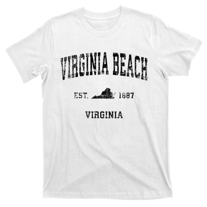 Virginia Beach Virginia Va Vintage Sports Design Black Print T-Shirt