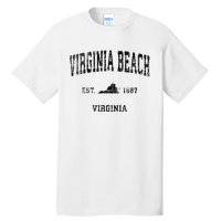 Virginia Beach Virginia Va Vintage Sports Design Black Print Tall T-Shirt