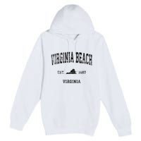 Virginia Beach Virginia Va Vintage Sports Design Black Print Premium Pullover Hoodie