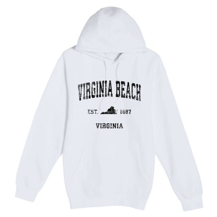 Virginia Beach Virginia Va Vintage Sports Design Black Print Premium Pullover Hoodie