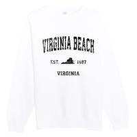 Virginia Beach Virginia Va Vintage Sports Design Black Print Premium Crewneck Sweatshirt