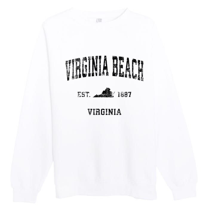 Virginia Beach Virginia Va Vintage Sports Design Black Print Premium Crewneck Sweatshirt