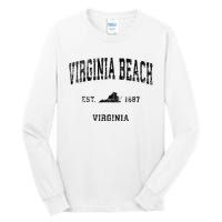 Virginia Beach Virginia Va Vintage Sports Design Black Print Tall Long Sleeve T-Shirt