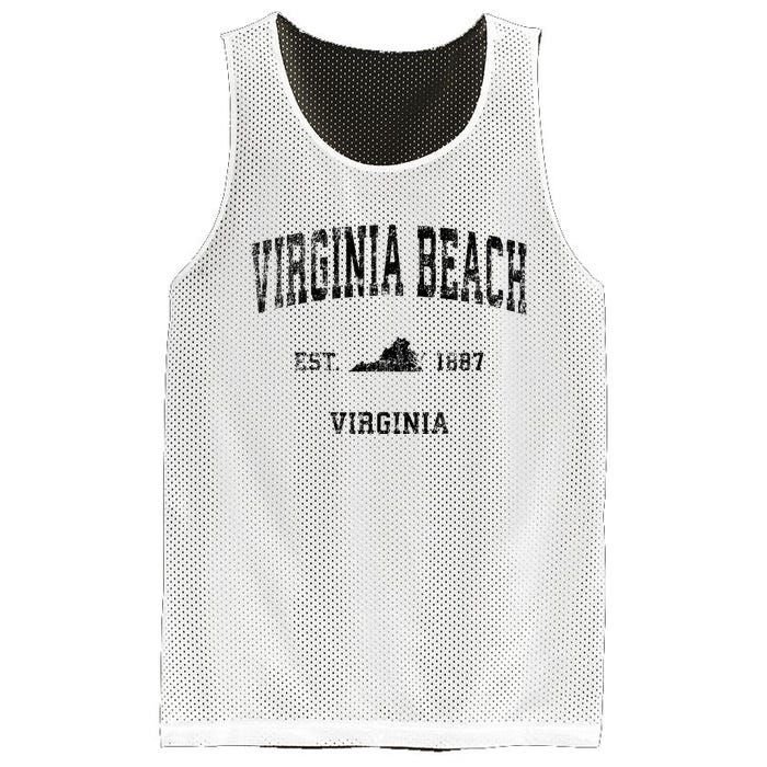 Virginia Beach Virginia Va Vintage Sports Design Black Print Mesh Reversible Basketball Jersey Tank