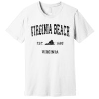 Virginia Beach Virginia Va Vintage Sports Design Black Print Premium T-Shirt