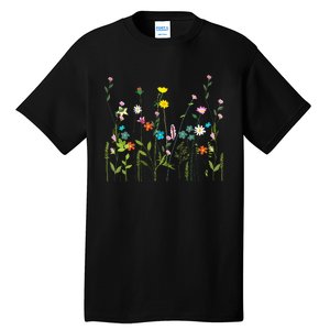 Vibrant Blossoms Wildflower Summer Floral Prints Tall T-Shirt