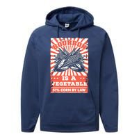 Vintage Bourbon Whiskey Saying Gift Bourbon Is A Vegetable Performance Fleece Hoodie