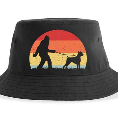 Vintage Bigfoot Walking Boxer Dog Sasquatch Funny Gifts Sustainable Bucket Hat