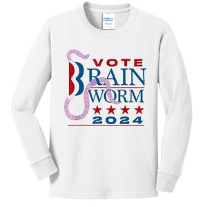 Vote Brain Worm 2024 Kids Long Sleeve Shirt