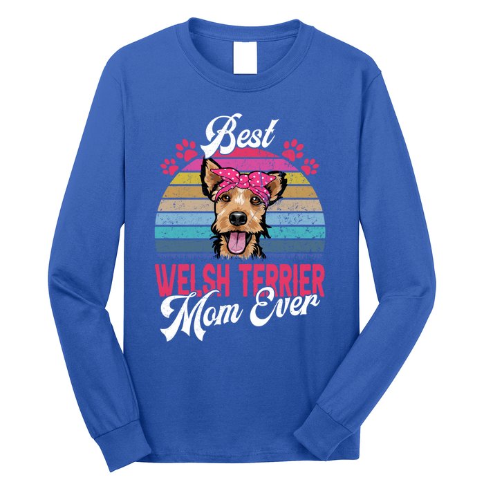 Vintage Best Welsh Terrier Mom Ever Great Gift Long Sleeve Shirt