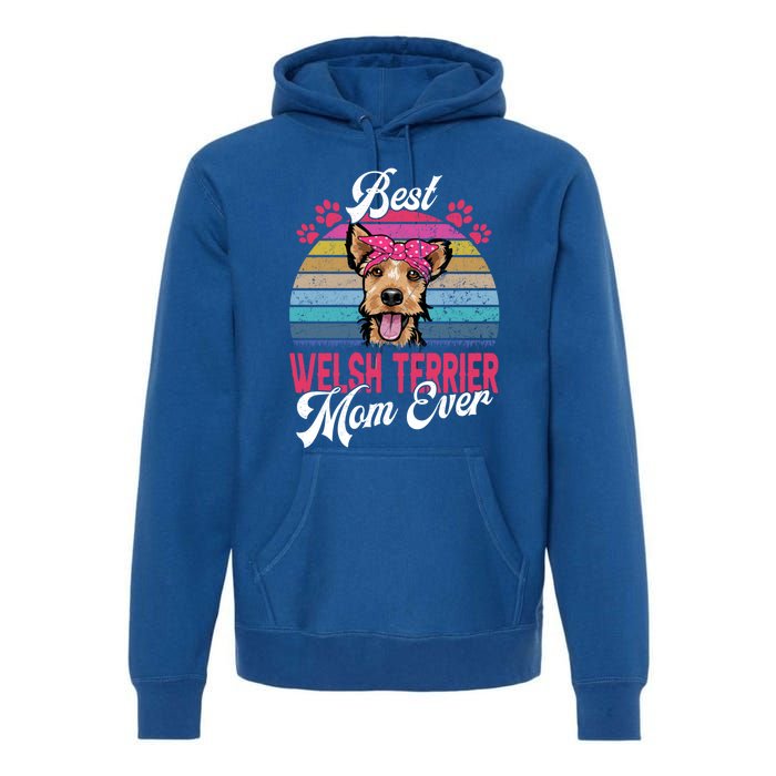 Vintage Best Welsh Terrier Mom Ever Great Gift Premium Hoodie