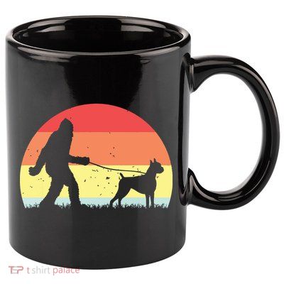 Vintage Bigfoot Walking Boxer Dog Sasquatch Funny Gifts 11oz C Handle Ceramic Mug