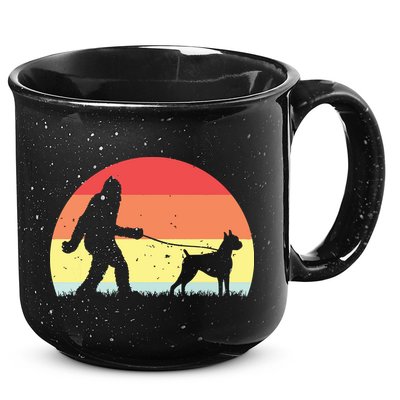 Vintage Bigfoot Walking Boxer Dog Sasquatch Funny Gifts 15oz Campfire Ceramic Mug