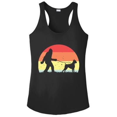 Vintage Bigfoot Walking Boxer Dog Sasquatch Funny Gifts Ladies PosiCharge Competitor Racerback Tank