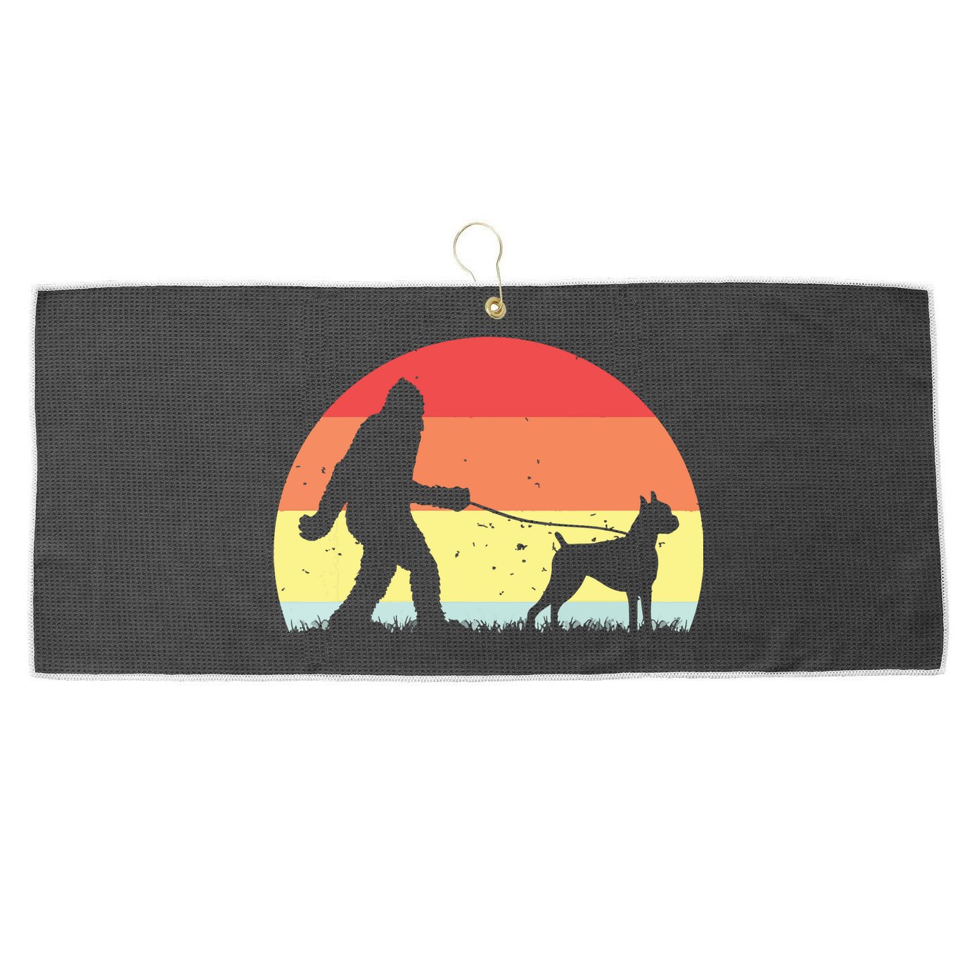 Vintage Bigfoot Walking Boxer Dog Sasquatch Funny Gifts Large Microfiber Waffle Golf Towel