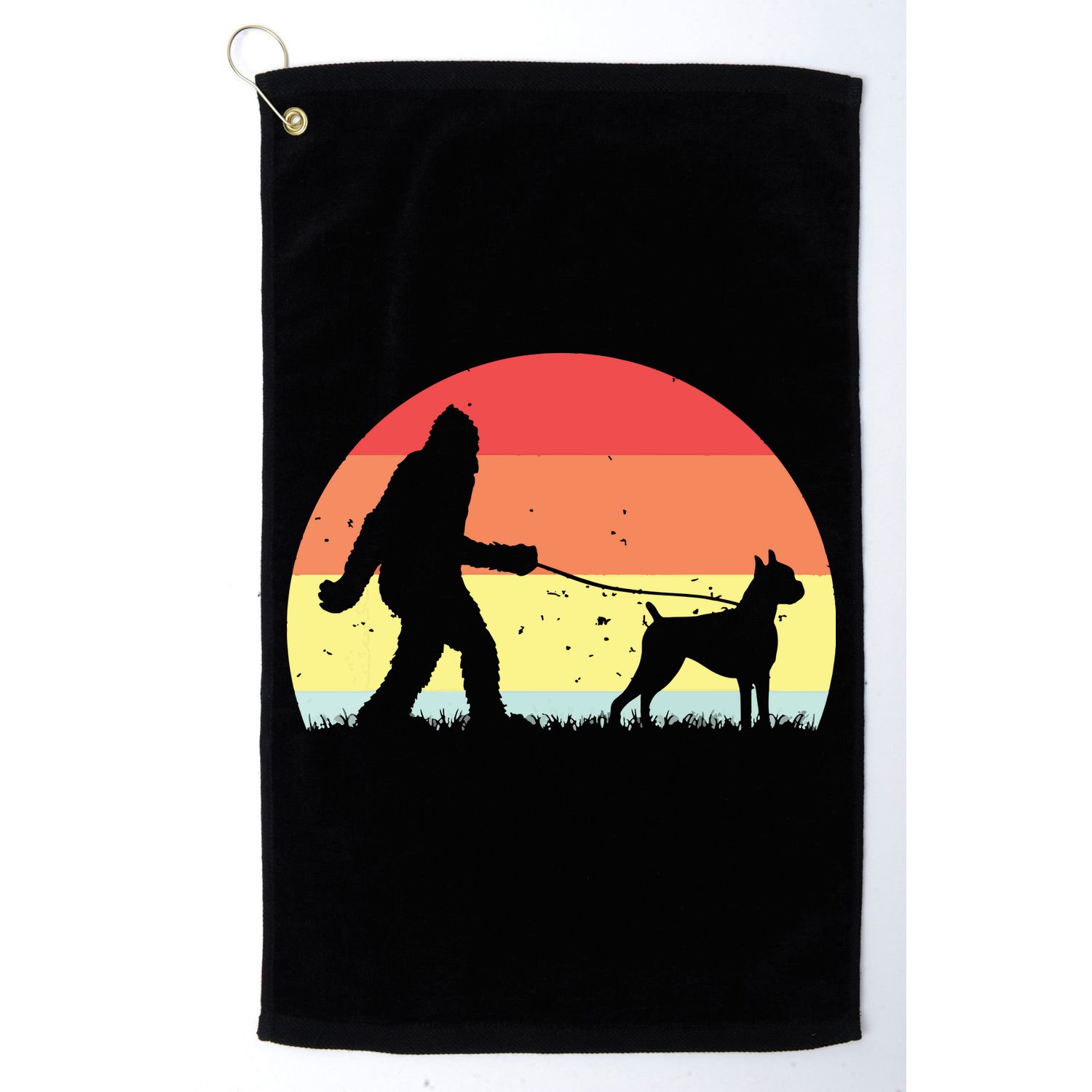 Vintage Bigfoot Walking Boxer Dog Sasquatch Funny Gifts Golf Towel
