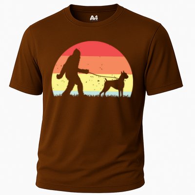 Vintage Bigfoot Walking Boxer Dog Sasquatch Funny Gifts Performance Shirt