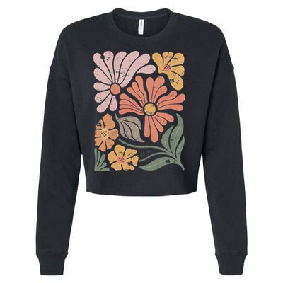 Vintage Boho Wildflower  Cropped Pullover Crew