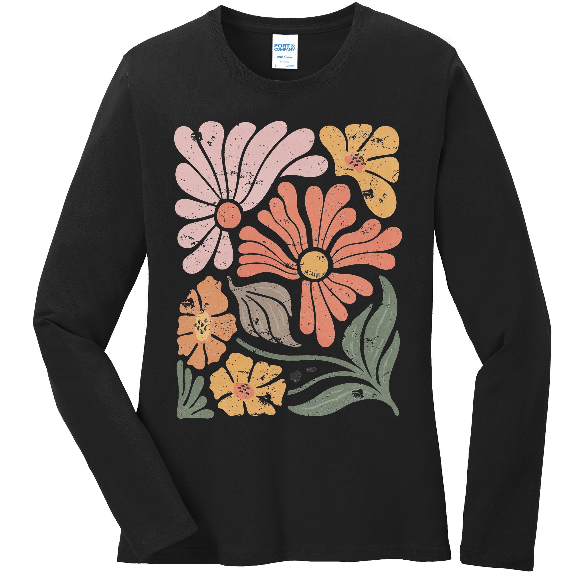 Vintage Boho Wildflower  Ladies Long Sleeve Shirt