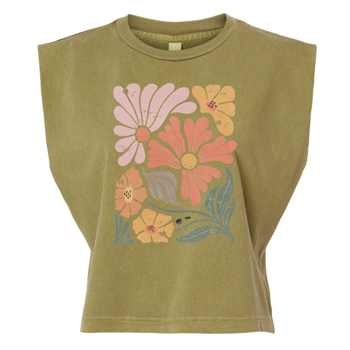 Vintage Boho Wildflower  Garment-Dyed Women's Muscle Tee