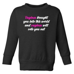 Vaginas Brought You Into This World And Vaginas Will Vote You Out Toddler Sweatshirt