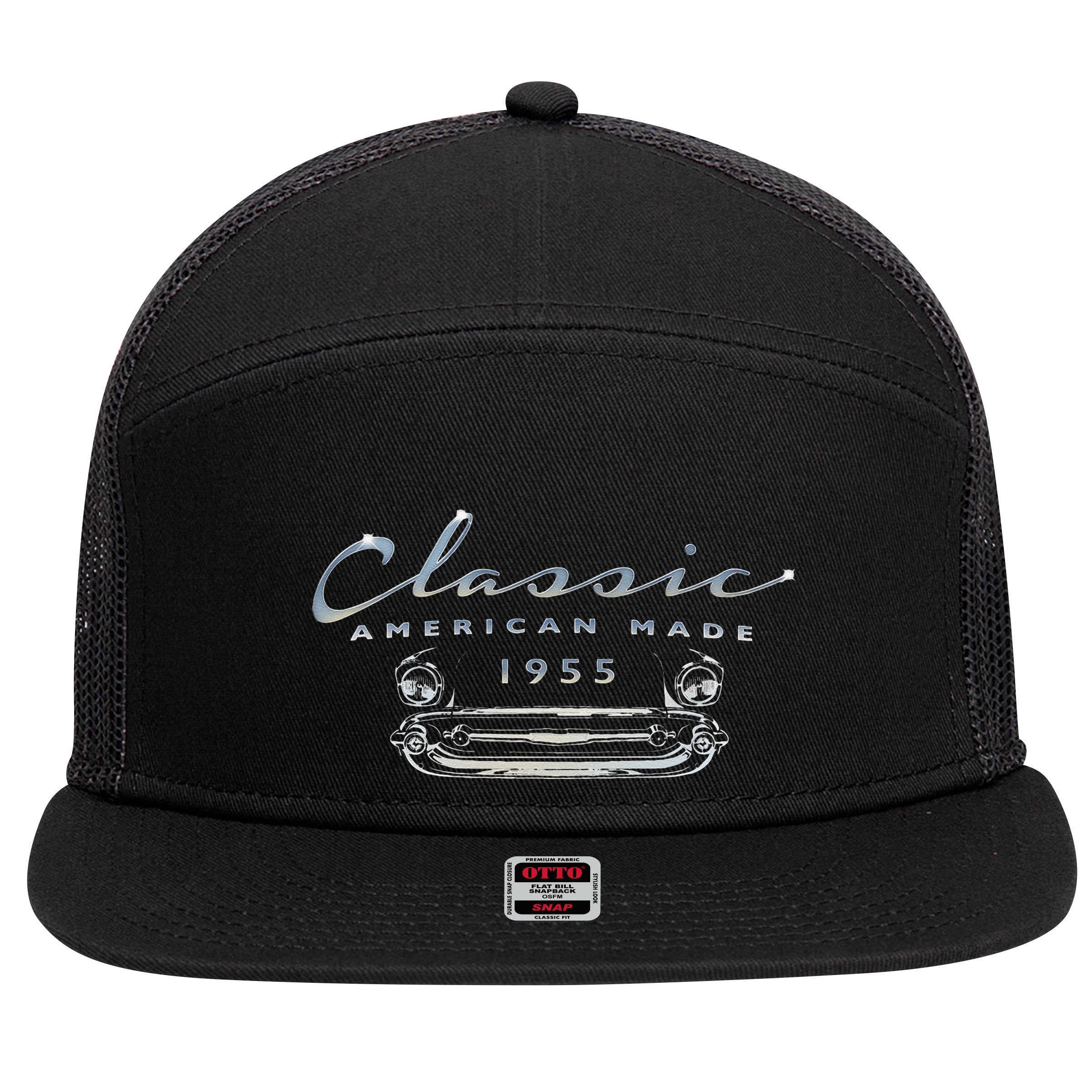 Vintage Car 1955 Classic Birthday Antique Auto 7 Panel Mesh Trucker Snapback Hat