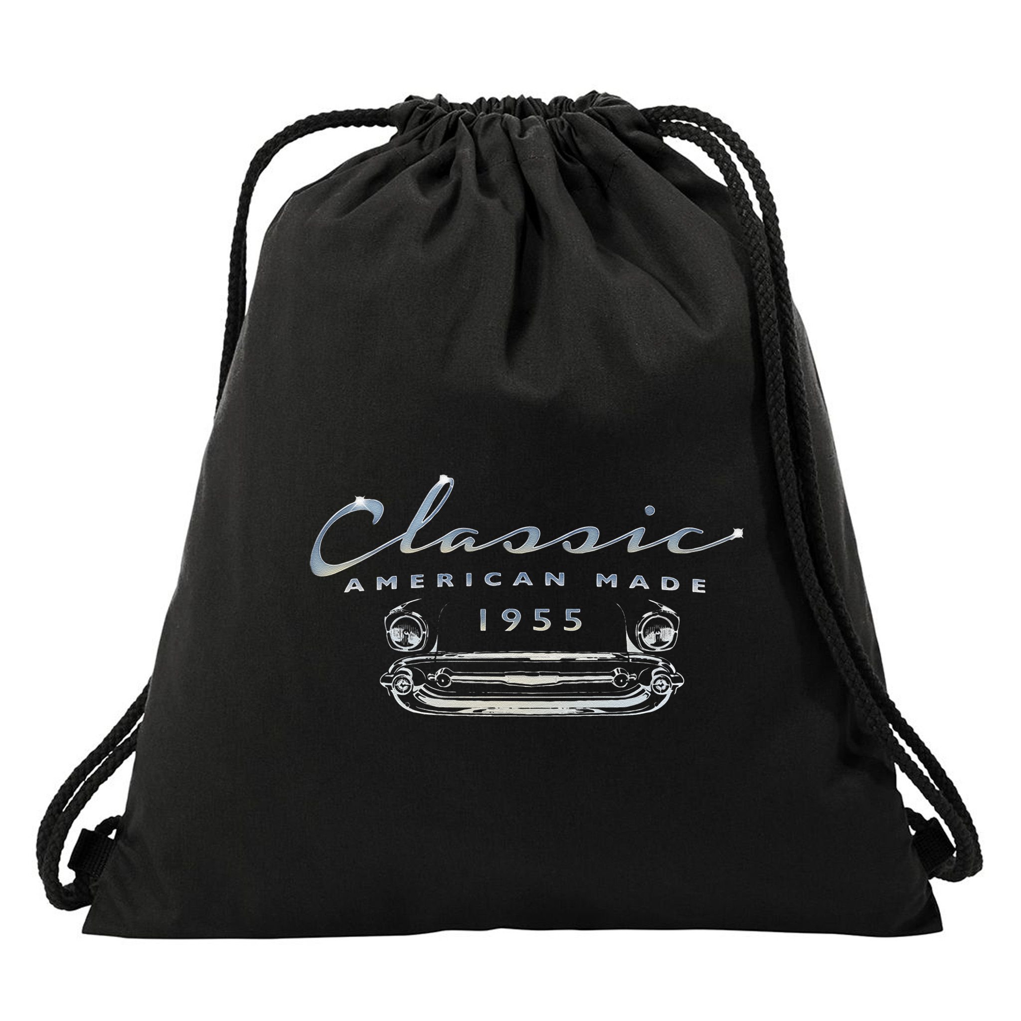 Vintage Car 1955 Classic Birthday Antique Auto Drawstring Bag