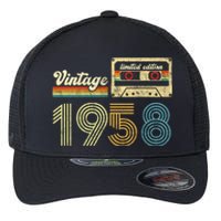 vintage cassette 1958 Retro Birthday 65th Dad Birthday Gift Grandpa Birthday Flexfit Unipanel Trucker Cap