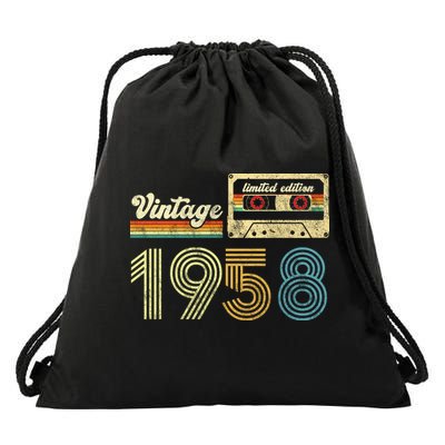 vintage cassette 1958 Retro Birthday 65th Dad Birthday Gift Grandpa Birthday Drawstring Bag
