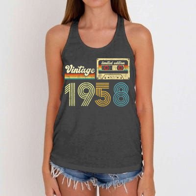 vintage cassette 1958 Retro Birthday 65th Dad Birthday Gift Grandpa Birthday Women's Knotted Racerback Tank