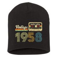 vintage cassette 1958 Retro Birthday 65th Dad Birthday Gift Grandpa Birthday Short Acrylic Beanie