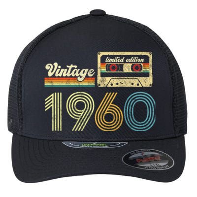 vintage cassette 1960 Retro Birthday 63rd Dad Birthday Gift Grandpa Birthday Flexfit Unipanel Trucker Cap