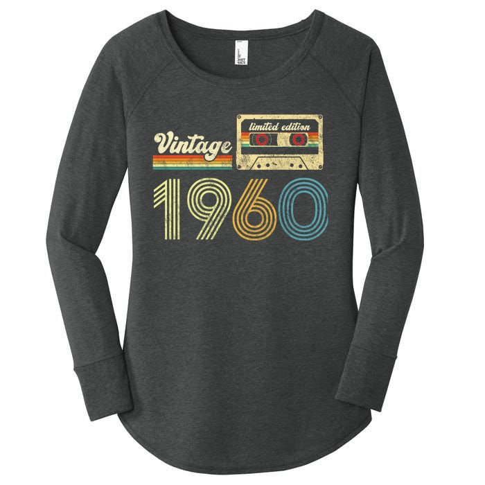 vintage cassette 1960 Retro Birthday 63rd Dad Birthday Gift Grandpa Birthday Women's Perfect Tri Tunic Long Sleeve Shirt