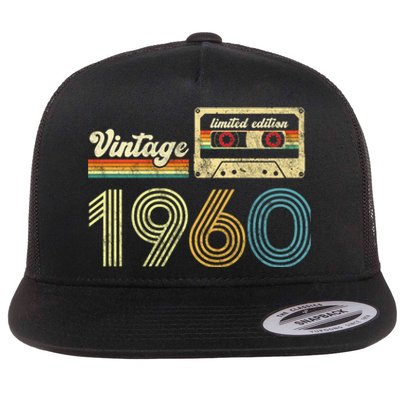 vintage cassette 1960 Retro Birthday 63rd Dad Birthday Gift Grandpa Birthday Flat Bill Trucker Hat