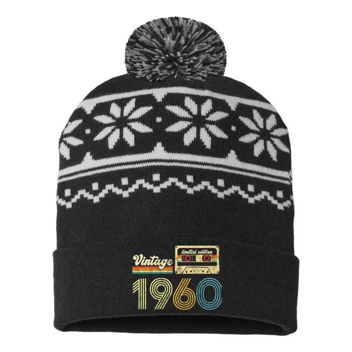 vintage cassette 1960 Retro Birthday 63rd Dad Birthday Gift Grandpa Birthday USA-Made Snowflake Beanie